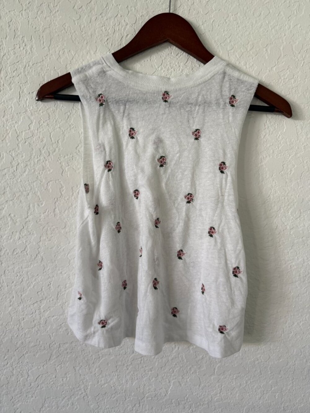 Spiritual Gangster Flowy Muscle Tank- M-Embroidered Pink/Green Flowers - Picture 7 of 14